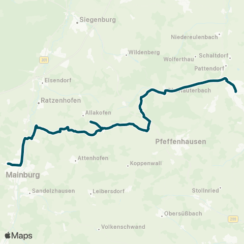 Die Münchner VerkehrsVerbund  Rottenburg - Oberlauterbach - Oberhornbach - (Mainburg) map