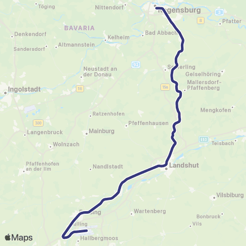MVV Regensburg Hbf - Flughafen München map
