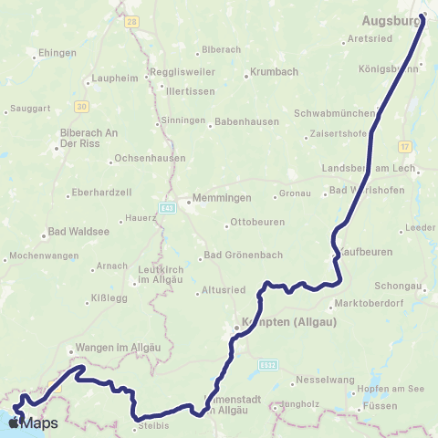 MVV Augsburg Hbf - Lindau, Reutin Bf map