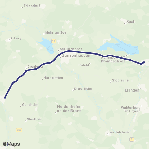 MVV Pleinfeld - Wassertrüdingen map