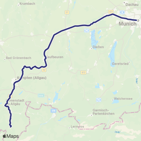 MVV Oberstdorf - München Hbf map