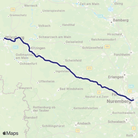 MVV Würzburg Hbf - Kitzingen map