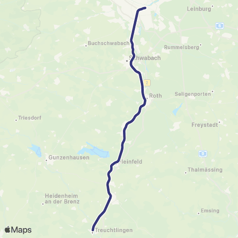MVV Nürnberg Hbf - Treuchtlingen map