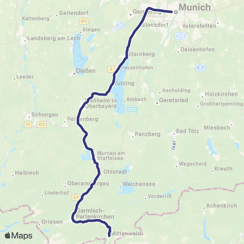 MVV München Hbf - Mittenwald map