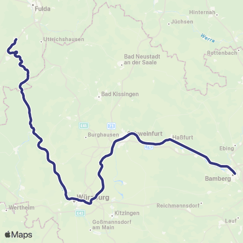 MVV Bamberg - Flieden Bf map