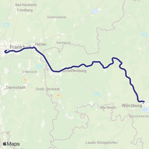 MVV Frankfurt Hbf - Würzburg Hbf map