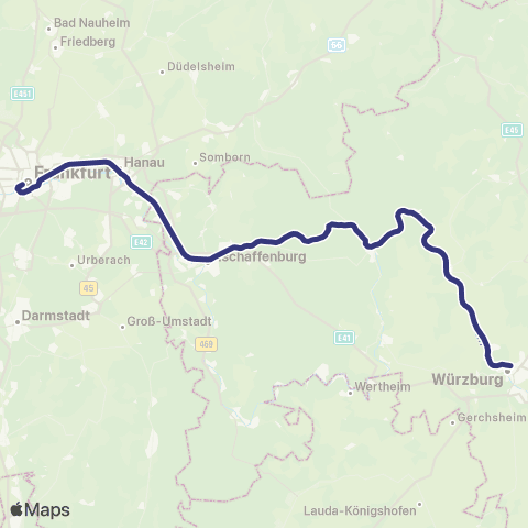 MVV Bamberg - Frankfurt Hbf map