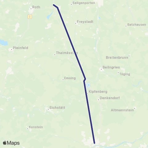 MVV Allersberg - Ingolstadt Nord map