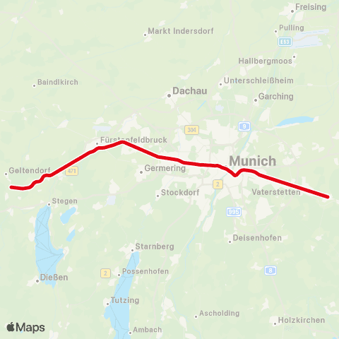 MVV Nürnberg Hbf - Ansbach map