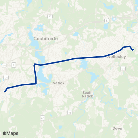 MetroWest RTA Mass Bay Riverside Shuttle map