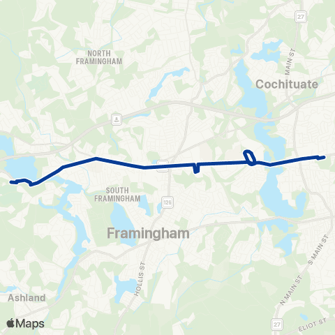 MetroWest RTA Mathworks Framingham Shuttle map