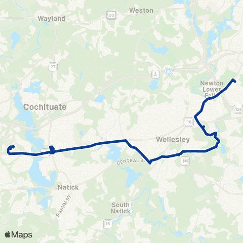 MetroWest RTA Route 1 map