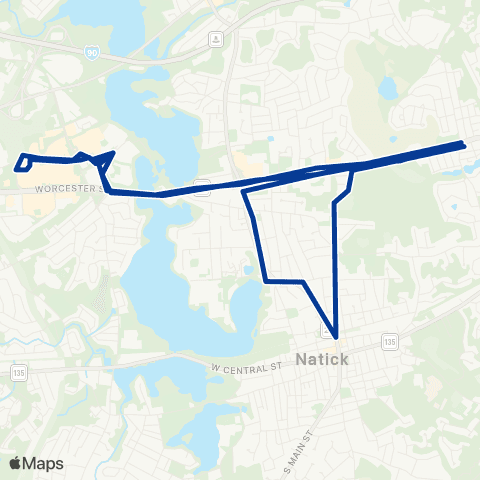 MetroWest RTA Mathworks Natick Shuttle map