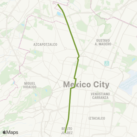 Metrobús Tenayuca - Pueblo Station. Cruz Atoyac map