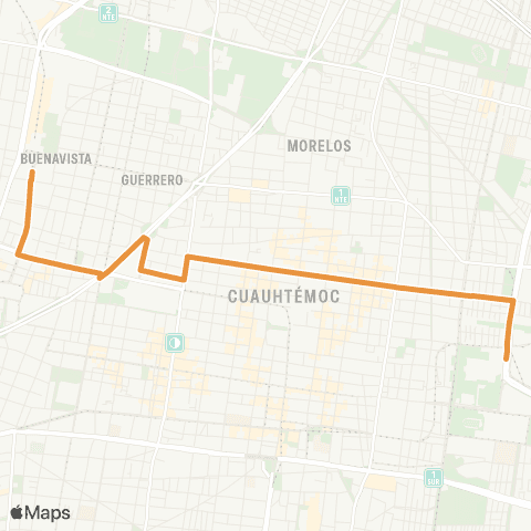 Metrobús Centro Histórico - Buenavista - San Lázaro / AICM T1 y T2 / Pantitlán map