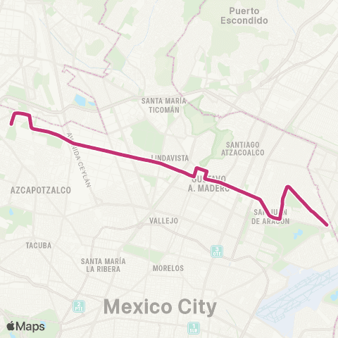 Metrobús Villa de Aragón - el Rosario map