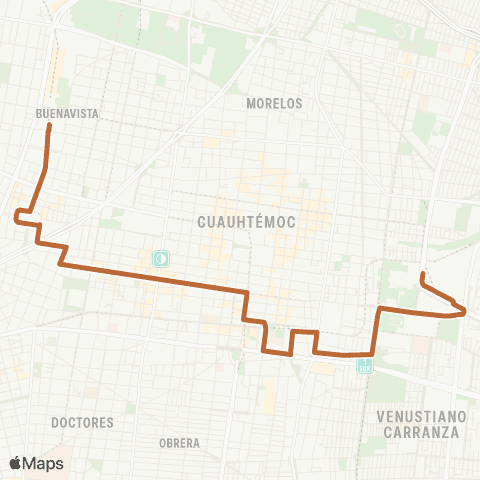 Metrobús Centro Histórico - Buenavista - San Lázaro / AICM T1 y T2 / Pantitlán map