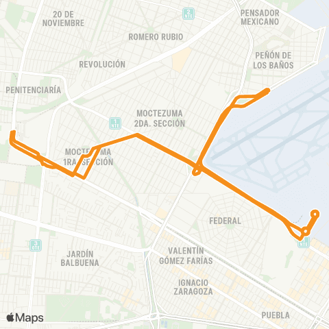 Metrobús Centro Histórico - Buenavista - San Lázaro / AICM T1 y T2 / Pantitlán map