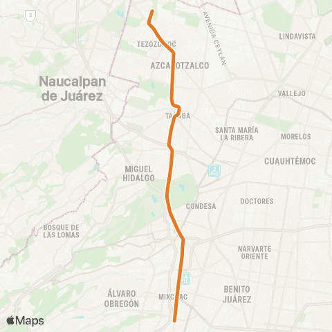 Metro El Rosario - Barranca del Muerto map