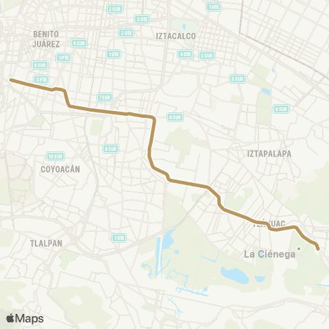 Metro Tláhuac-Mixcoac map