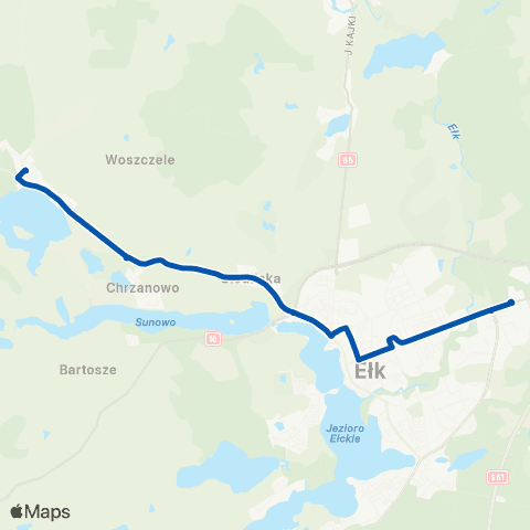 MZK Ełk Zakłady Mięsne — Woszczele map