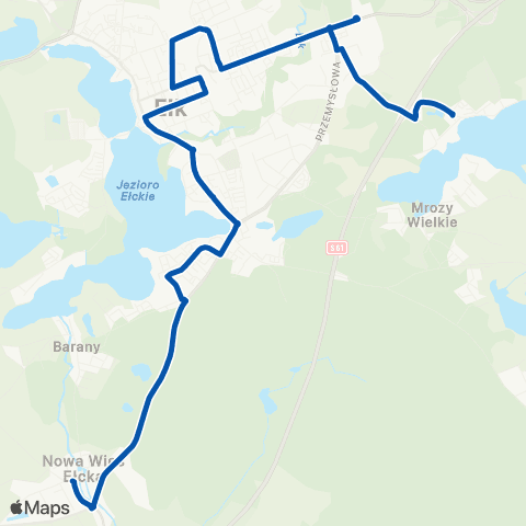 MZK Ełk Zakłady Mięsne — Nowa Wieś map