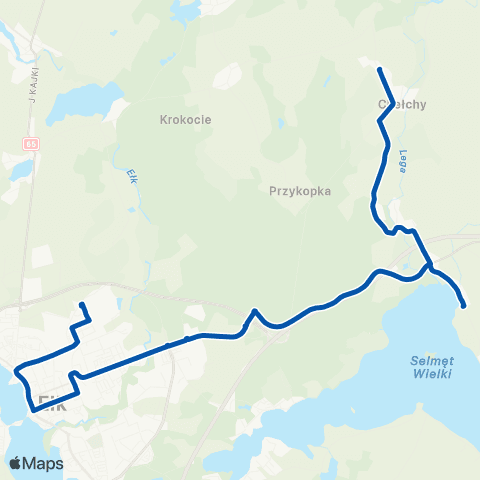 MZK Ełk Chełchy — Konieczki map