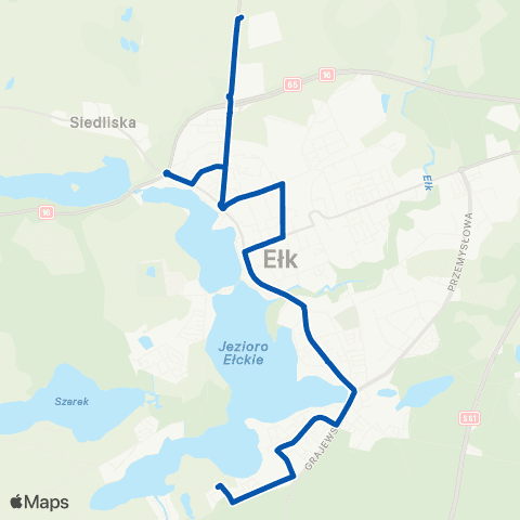 MZK Ełk (Działki —) Osiedle Bajkowe — Szpital map