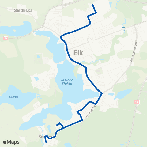 MZK Ełk Konieczki — Szpital (— Barany) map