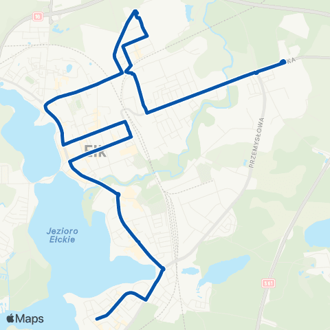 MZK Ełk Zakłady Mięsne — Osiedle Jeziorna map
