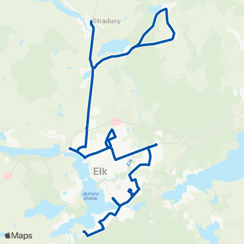 MZK Ełk (Straduny —) Osiedle Bajkowe — Osiedle Jeziorna map