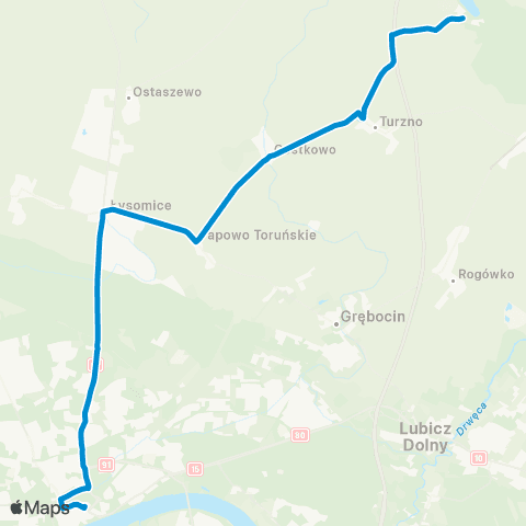MZK Toruń Plac Św. Katarzyny-Kamionki Jezioro map