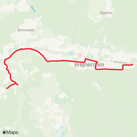 MZK Wejherowo Wejherowo Os. Sikorskiego — Gościcino Cmentarz map
