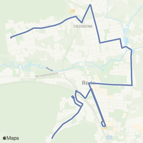 MZK Wejherowo Reda Pieleszewo Karłowicza — Reda Gniewowska - Cmentarz map