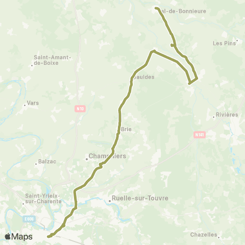 Nouvelle-Aquitaine Cars 16 St-Angeau - Angoulême map