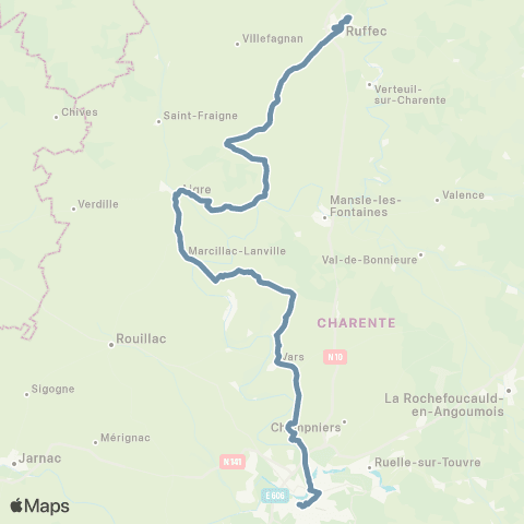 Nouvelle-Aquitaine Cars 16 Ruffec-Aigre-Angoulême map