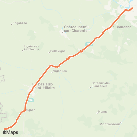 Nouvelle-Aquitaine Cars 16 Baignes-Barbezieux-Angoulême map