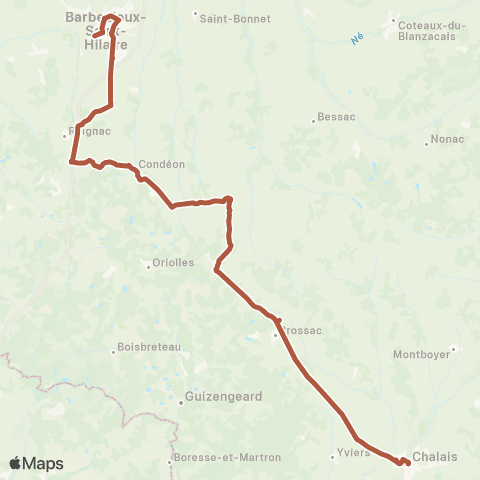 Nouvelle-Aquitaine Cars 16 Chalais - Barbezieux map