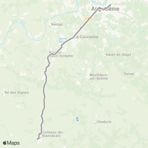 Nouvelle-Aquitaine Cars 16 Pereuil - Angoulême map