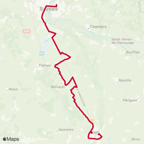Nouvelle-Aquitaine Cars 17 Saintes - Pons map