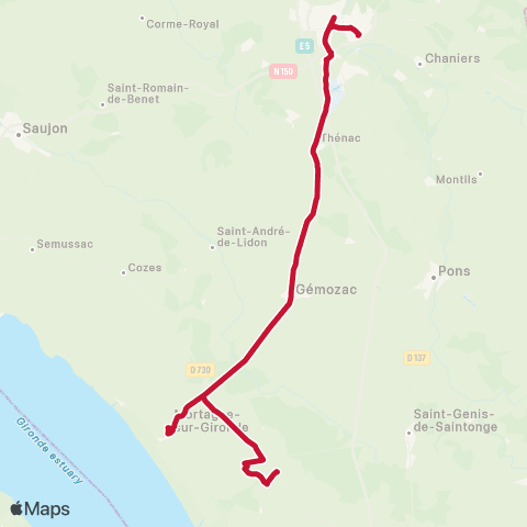 Nouvelle-Aquitaine Cars 17 Saintes - Lorignac map