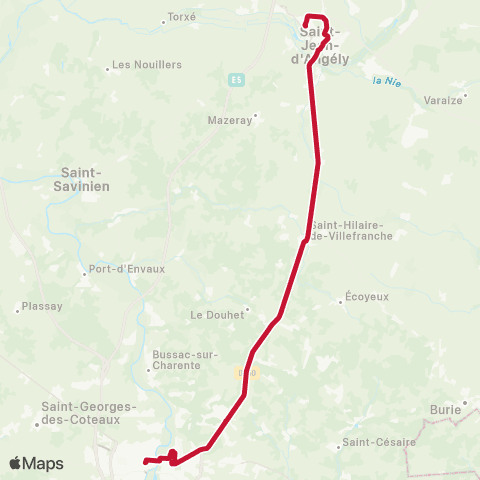 Nouvelle-Aquitaine Cars 17 Saintes - St-Jean-d'Angély map