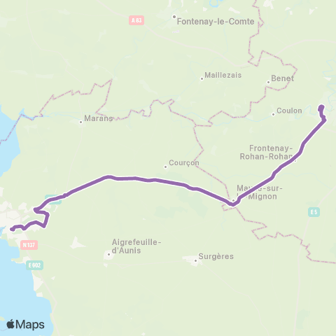 Nouvelle-Aquitaine Cars 17 Niort - La Rochelle map