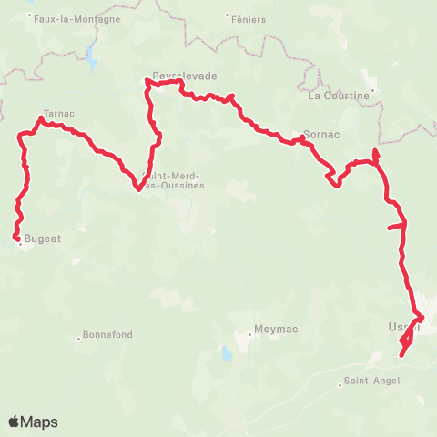 Nouvelle-Aquitaine Cars 19 Bugeat - Ussel map