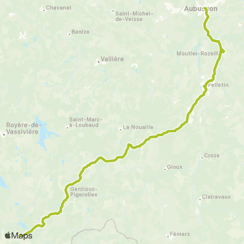 Nouvelle-Aquitaine Cars 23 Faux la Montagne-Felletin-Aubusson map