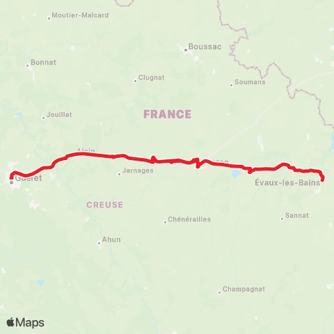 Nouvelle-Aquitaine Cars 23 Evaux les Bains-Guéret map