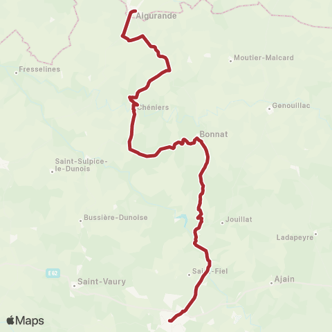 Nouvelle-Aquitaine Cars 23 Aigurande-Bonnat-Guéret map