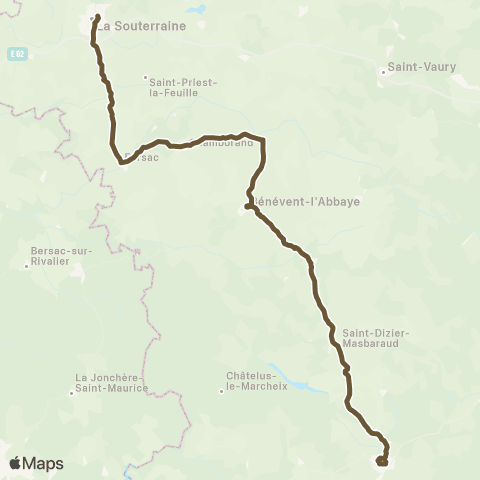 Nouvelle-Aquitaine Cars 23 La Souterraine-Bourganeuf map