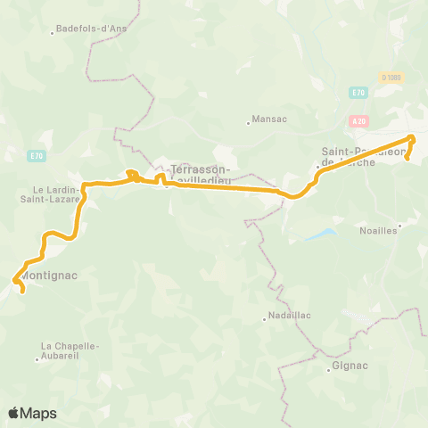 Nouvelle-Aquitaine Cars 24 Montignac-Terrasson-Brive map