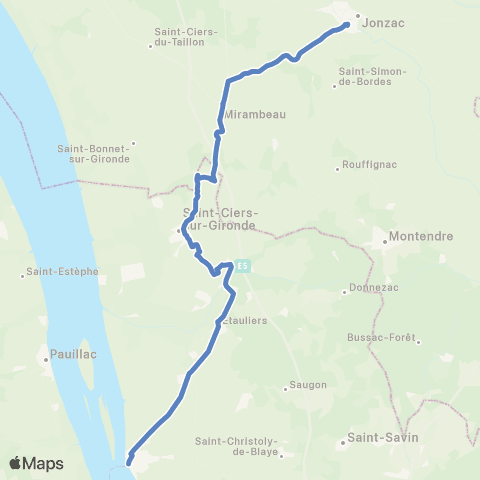 Nouvelle-Aquitaine Cars 33 Blaye - Jonzac map